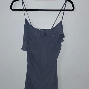 Rita Ora Blue Midi Dress with Ruffle Detail